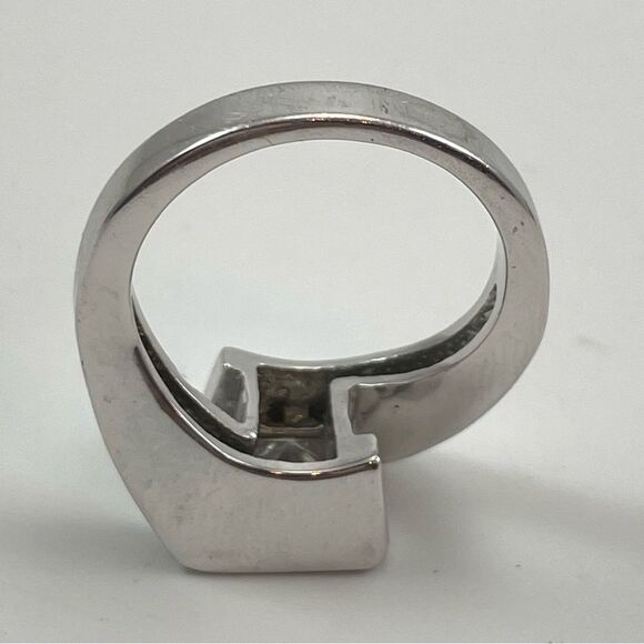 Park Lane Dashing Ring Princess Cut Cz EUC Silver Tone Size 7 Classy Design - Picture 8 of 8